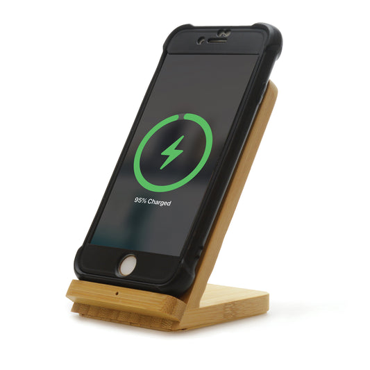 Branded Wireless Bamboo Charger And Stand